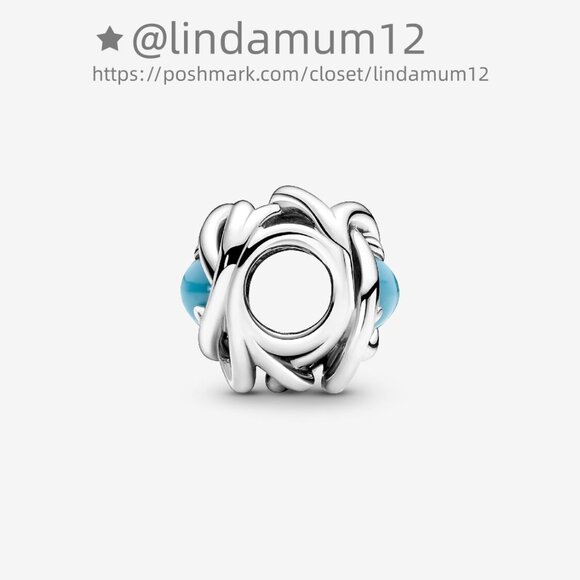 Pandora December Turquoise Blue Eternity Circle Charm - Picture 3 of 5
